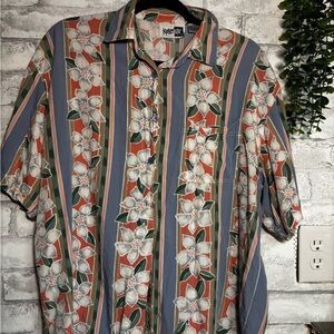 Krazy Kat Men's Floral Stripe Shirt - Blue, Green, Orange